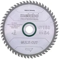 Metabo MULTI CUT PROFESSIONAL 628293000 Cirkelzaagblad 165 x 20 x 1.4 mm Aantal tanden: 54 1 stuk(s)