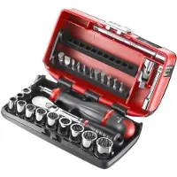 Facom compacte 1/4" doppenset 12 kant met ratel metstofdichte kop - inch - RL.NANO-U112