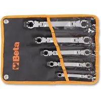 Beta 5-delig set te openen twaalfkant knik-ringsleutels in etui. Ideaal voor leidingwerk 187/B5 - 001870050