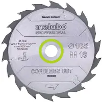 Metabo CORDLESS CUT WOOD 628294000 Cirkelzaagblad 165 x 20 x 1.1 mm Aantal tanden: 18 1 stuk(s)
