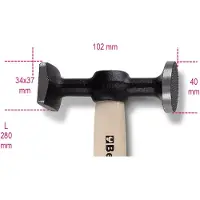 Beta Uitdeukhamers met ronde vlakke gewafelde baan en vierkante vlakke baan, houten steel 1357Z/45 - 013570045