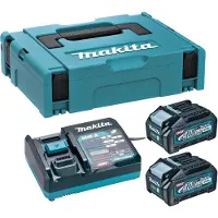Makita Startset: 2 stuks BL4040 XGT / 40V Max / 191B26-6 accu's + DC40RA snellader (40 V, 4.0 Ah, origineel)