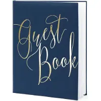 Party Deco Gastenboek Gastenboek 20 x 24,5 cm, Blauw/Goud (20 x 24,5 cm)
