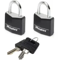 Master Lock 2 x 20mm | 11mm steel shackle, 3mm diam. | 3-pin cylinder | keyed alik | Zwart - 9120EURTBLK