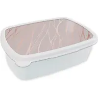 MuchoWow Broodtrommel Wit - Lunchbox - Brooddoos - Marmer - Roze - Roségoud - Patronen - 18x12x6 cm - Volwassenen