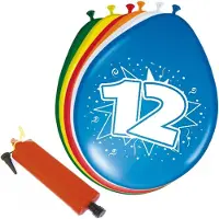 Folat - Verjaardag ballonnen pakket 12 jaar - 32x stuks met ballonpomp