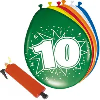 Folat - Verjaardag ballonnen pakket 10 jaar - 32x stuks met ballonpomp