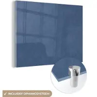 MuchoWow Glasschilderij 160x120 cm - Schilderij acrylglas - Leer - Blauw - Dierenhuid - Foto op glas - Schilderijen