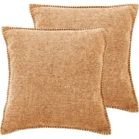 Tiseco Home Studio - Kussen DAMIAN (gevuld) - SET/2 - 100% polyester - met rits - hoes is wasbaar - voor bank, zetel, bed of stoel - Vierkant - 45x45 cm - Camel