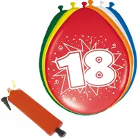 Folat - Verjaardag ballonnen pakket 18 jaar - 32x stuks met ballonpomp