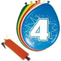 Folat - Verjaardag ballonnen pakket 4 jaar - 32x stuks met ballonpomp