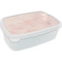 MuchoWow Broodtrommel Wit - Lunchbox - Brooddoos - Marmer - Roze - Lijn - 18x12x6 cm - Volwassenen