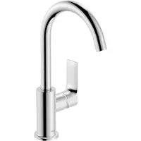 Hansgrohe Rebris E - Wastafelmengkraan - Ééngreeps bediening - Met trekwaste - 210mm maat - Draaibare uitloop - Chroom