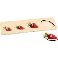 Nienhuis MONTESSORI Kinderpuzzel Aardbei - Puzzel kinderen - Houten puzzel - Houten speelgoed - Educatief speelgoed - Montessori speelgoed - 4 stukjes - Vanaf 2 jaar