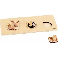 Nienhuis MONTESSORI Kinderpuzzel Knaagdieren - Houten speelgoed - Houten puzzel - Educatief speelgoed - Houten dieren speelgoed - 3 stukjes - Vanaf 2 jaar
