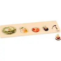 Nienhuis MONTESSORI Kinderpuzzel Fruitsoorten - 5 soorten fruit - Houten speelgoed - Houten puzzel - Educatief speelgoed - 5 stukjes - Vanaf 2 jaar