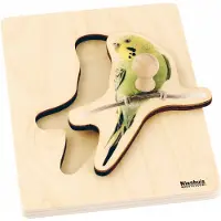 Nienhuis MONTESSORI Kinderpuzzel Parkiet - Houten speelgoed - Houten puzzel - Educatief speelgoed - Houten dieren speelgoed - 1 stukje - Vanaf 2 jaar