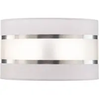 Helam Lampenkap Helen E27 Ø25/hoogte 15cm wit/zilver, wit / opaal, Textiel / Stof / Zijde