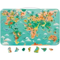 Janod - Dino - Magneetbord - 50 Dinosaurusmagneten wereldkaart