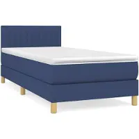 vidaXL Boxspring met matras stof blauw 80x200 cm