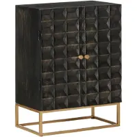 vidaXL Dressoir 55x34x75 cm massief mangohout en ijzer zwart
