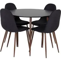 Ebuy24 PlazaBLWA100 eethoek eetkamertafel zwart en 4 Polar eetkamerstal zwart.