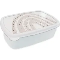 MuchoWow Broodtrommel Wit - Lunchbox - Brooddoos - Regenboog - Stippen - Pastel - 18x12x6 cm - Volwassenen