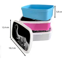 MuchoWow Broodtrommel Roze - Lunchbox - Brooddoos - Portret - Olifant - Dieren - Zwart wit - 18x12x6 cm - Kinderen - Meisje