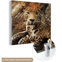 MuchoWow Glasschilderij 20x20 cm - Schilderij acrylglas - Luipaard - Dieren - Wild - Foto op glas - Schilderijen