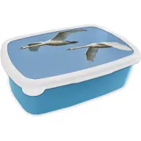 MuchoWow Broodtrommel Blauw - Lunchbox - Brooddoos - Zwaan - Vogel - Lucht - Blauw - 18x12x6 cm - Kinderen - Jongen