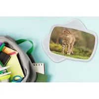 MuchoWow Broodtrommel Wit - Lunchbox - Brooddoos - Wilde dieren - Gras - Luipaard - Natuur - 18x12x6 cm - Volwassenen