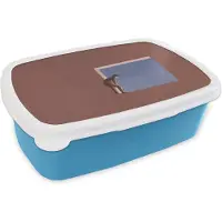 MuchoWow Broodtrommel Blauw - Lunchbox - Brooddoos - Man - Vintage - Design - 18x12x6 cm - Kinderen - Jongen