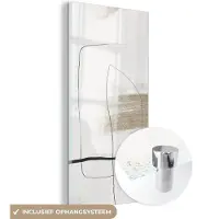 MuchoWow Glasschilderij 80x160 cm - Schilderij acrylglas - Verf - Minimalisme - Zwart - Foto op glas - Schilderijen