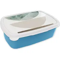 MuchoWow Broodtrommel Blauw - Lunchbox - Brooddoos - Geometrische vormen - Minimalisme - Pastel - 18x12x6 cm - Kinderen - Jongen