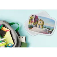 MuchoWow Broodtrommel Wit - Lunchbox - Brooddoos - Schilderij - Huis - Olieverf - Dorp - 18x12x6 cm - Volwassenen