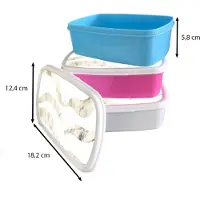 MuchoWow Broodtrommel Wit - Lunchbox - Brooddoos - Bladeren - Pastel - Design - 18x12x6 cm - Volwassenen