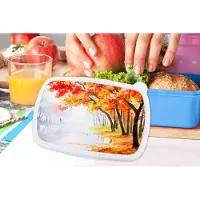 MuchoWow Broodtrommel Blauw - Lunchbox - Brooddoos - Schilderij - Herfst - Bomen - Water - Olieverf - 18x12x6 cm - Kinderen - Jongen