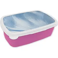 MuchoWow Broodtrommel Roze - Lunchbox - Brooddoos - Blauw - Acrylverf - Design - 18x12x6 cm - Kinderen - Meisje