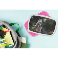 MuchoWow Broodtrommel Roze - Lunchbox - Brooddoos - Uil - Herfst - Vogel - Takken - 18x12x6 cm - Kinderen - Meisje