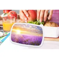 MuchoWow Broodtrommel Wit - Lunchbox - Brooddoos - Lavendel - Zon - Lucht - Natuur - 18x12x6 cm - Volwassenen