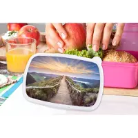 MuchoWow Broodtrommel Roze - Lunchbox - Brooddoos - Bergen - Natuur - Pad - 18x12x6 cm - Kinderen - Meisje