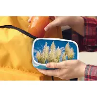 MuchoWow Broodtrommel Blauw - Lunchbox - Brooddoos - Pampasgras - Plant - Natuur - 18x12x6 cm - Kinderen - Jongen