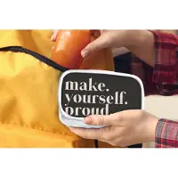 MuchoWow Broodtrommel Wit - Lunchbox - Brooddoos - Quotes - Make yourself proud - Zelfliefde - Zelfvertrouwen - Tekst - 18x12x6 cm - Volwassenen