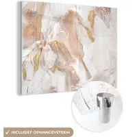 MuchoWow Glasschilderij 120x90 cm - Schilderij acrylglas - Verf - Goud - Chic - Foto op glas - Schilderijen