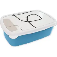 MuchoWow Broodtrommel Blauw - Lunchbox - Brooddoos - Abstract - Pastel - Minimalisme - 18x12x6 cm - Kinderen - Jongen
