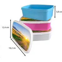 MuchoWow Broodtrommel Roze - Lunchbox - Brooddoos - Zon - Natuur - Landschap - 18x12x6 cm - Kinderen - Meisje