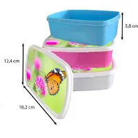 MuchoWow Broodtrommel Blauw - Lunchbox - Brooddoos - Insecten - Vlinders - Bloemen - 18x12x6 cm - Kinderen - Jongen