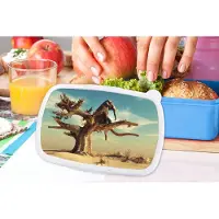 MuchoWow Broodtrommel Blauw - Lunchbox - Brooddoos - Olifant - Boom - Natuur - Woestijn - 18x12x6 cm - Kinderen - Jongen
