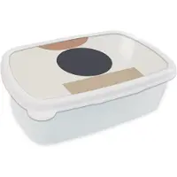 MuchoWow Broodtrommel Wit - Lunchbox - Brooddoos - Cirkel - Geometrische figuren - Abstract - 18x12x6 cm - Volwassenen