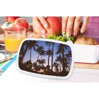 MuchoWow Broodtrommel Wit - Lunchbox - Brooddoos - Palmboom - Tropisch - Zomer - Lucht - 18x12x6 cm - Volwassenen